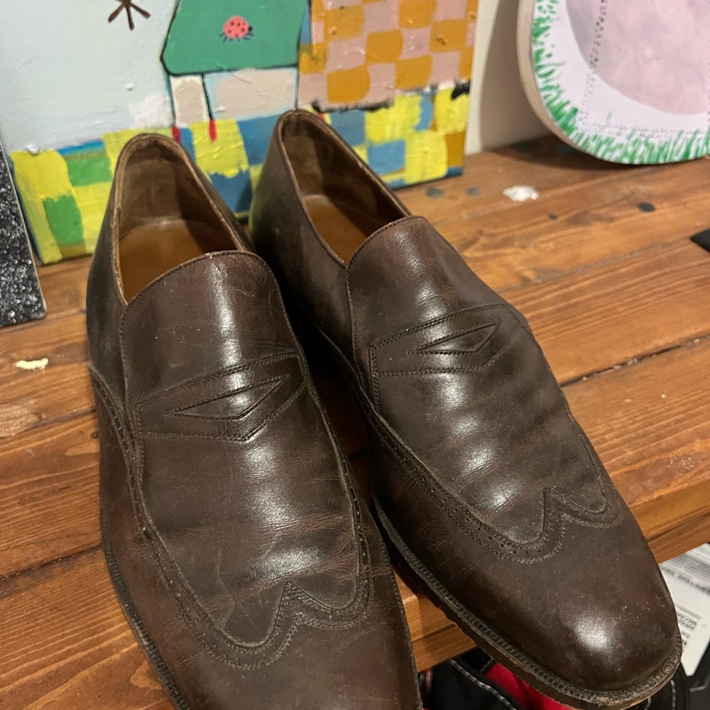 Vintage Bally Greece Leather wingtip shoes loafers sz 43 US 9